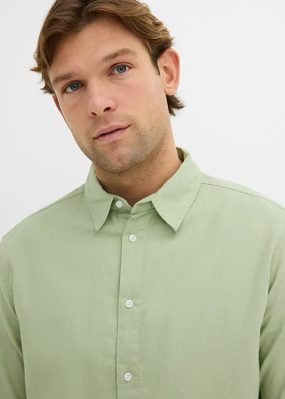 Camicia a maniche lunghe in misto lino fresco, modern fit, bonprix