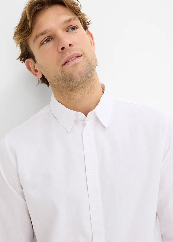 Camicia a maniche lunghe in misto lino fresco, modern fit, bonprix
