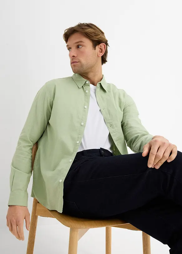 Camicia a maniche lunghe in misto lino fresco, modern fit, bonprix