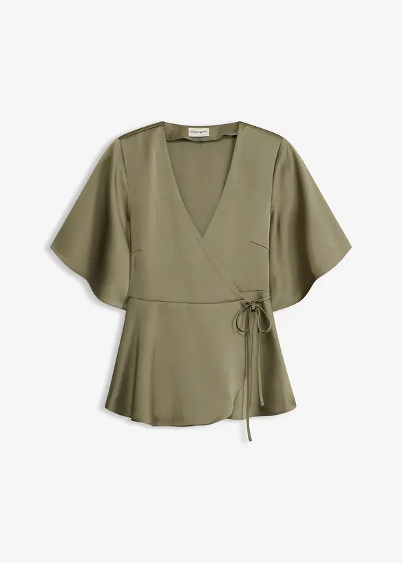 Blusa in satin con scollatura profonda, bonprix