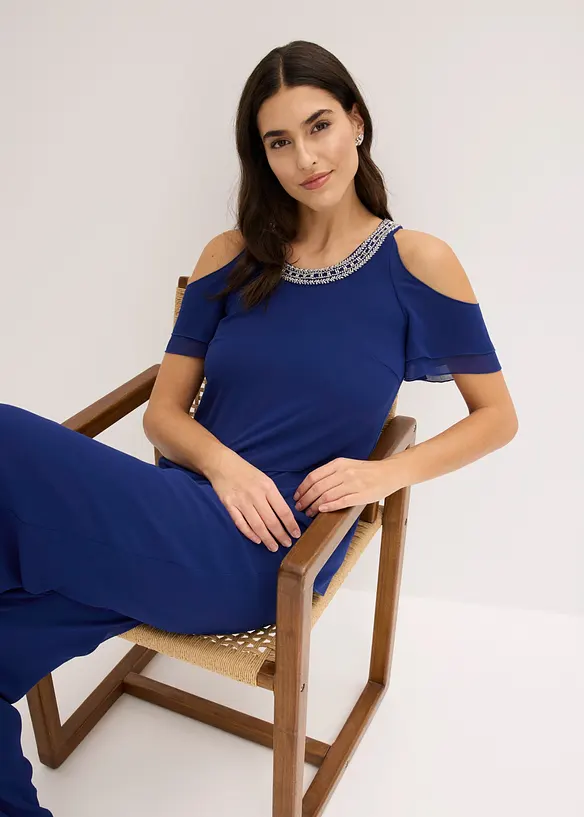 Blusa in chiffon fine con perline applicate, bonprix