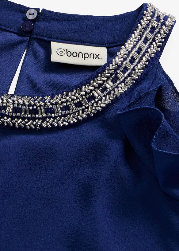 Blusa in chiffon fine con perline applicate, bonprix