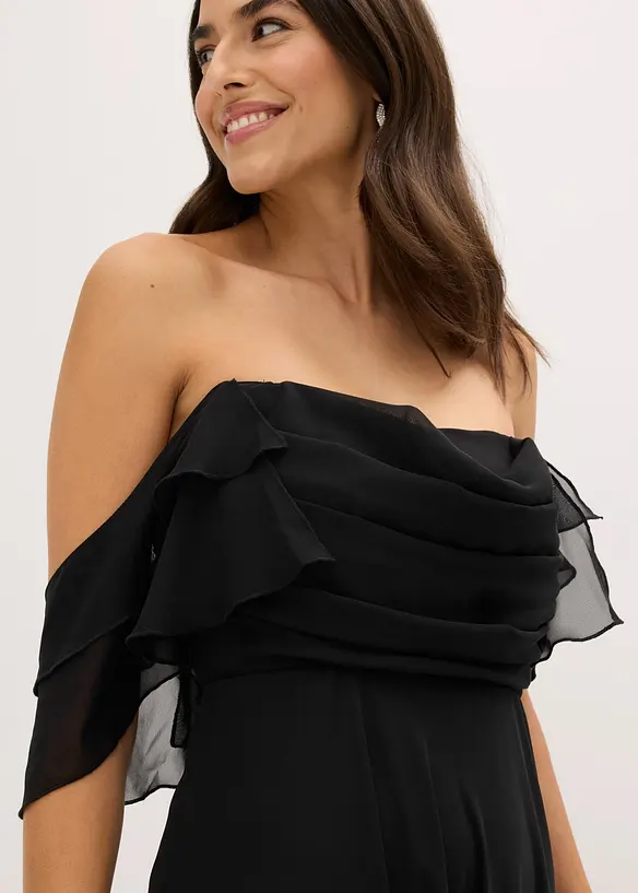 Abito da sera in fine chiffon con drappeggio, bonprix