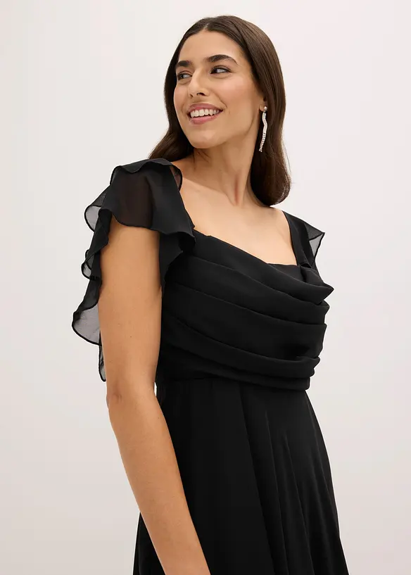 Abito da sera in fine chiffon con drappeggio, bonprix