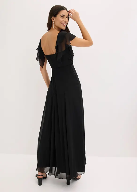 Abito da sera in fine chiffon con drappeggio, bonprix