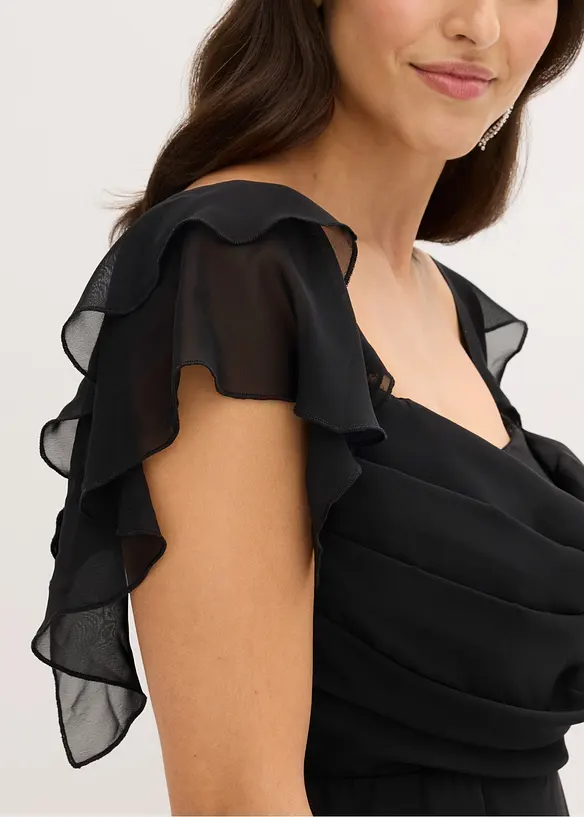 Abito da sera in fine chiffon con drappeggio, bonprix