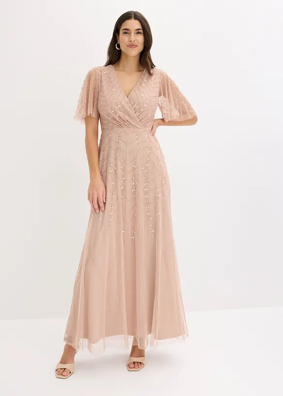 Abito da sera in tulle delicato con ricami e paillettes, bonprix
