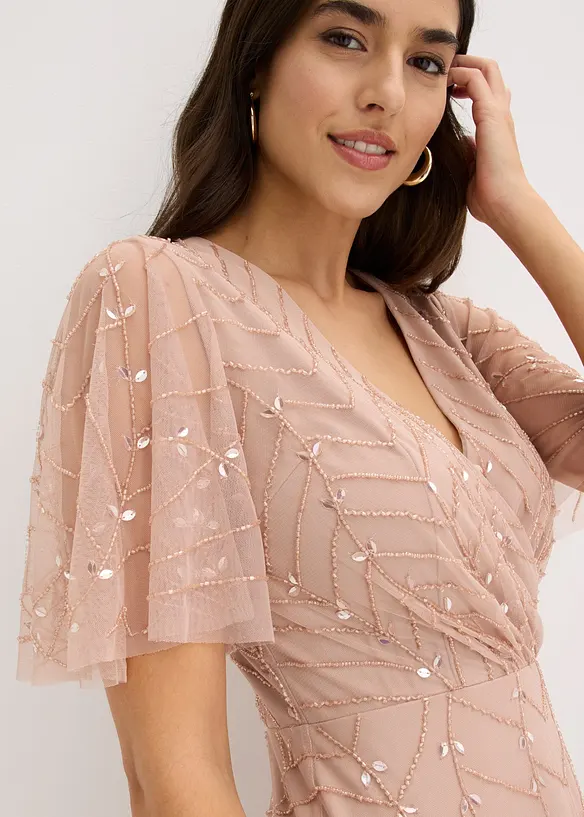 Abito da sera in tulle delicato con ricami e paillettes, bonprix