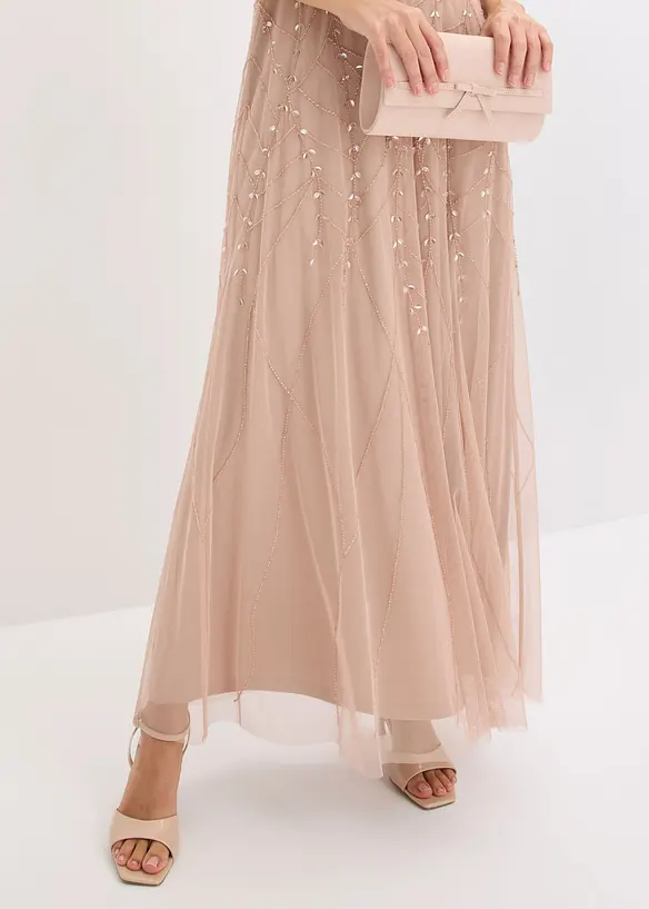 Abito da sera in tulle delicato con ricami e paillettes, bonprix