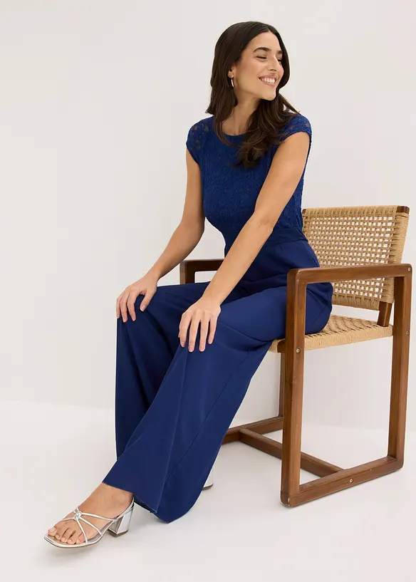 Tuta elegante in chiffon fine con pizzo, bonprix