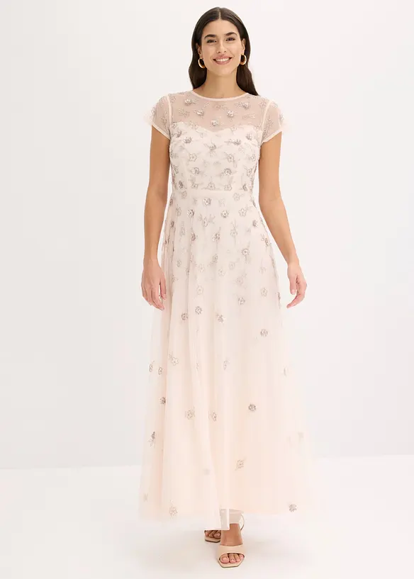 Abito da sera in tulle delicato con paillettes ricamate, bonprix