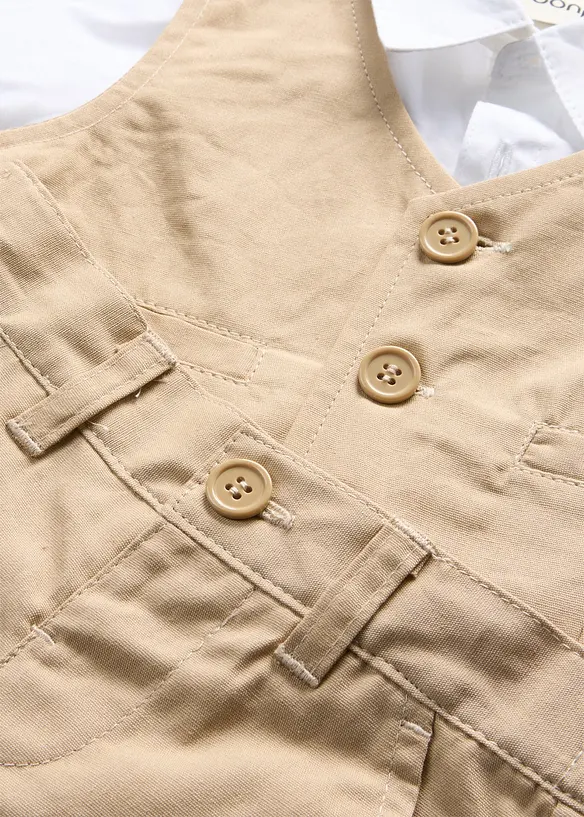 Completo con camicia, gilet, pantaloni in puro cotone (set 3 pezzi), bonprix