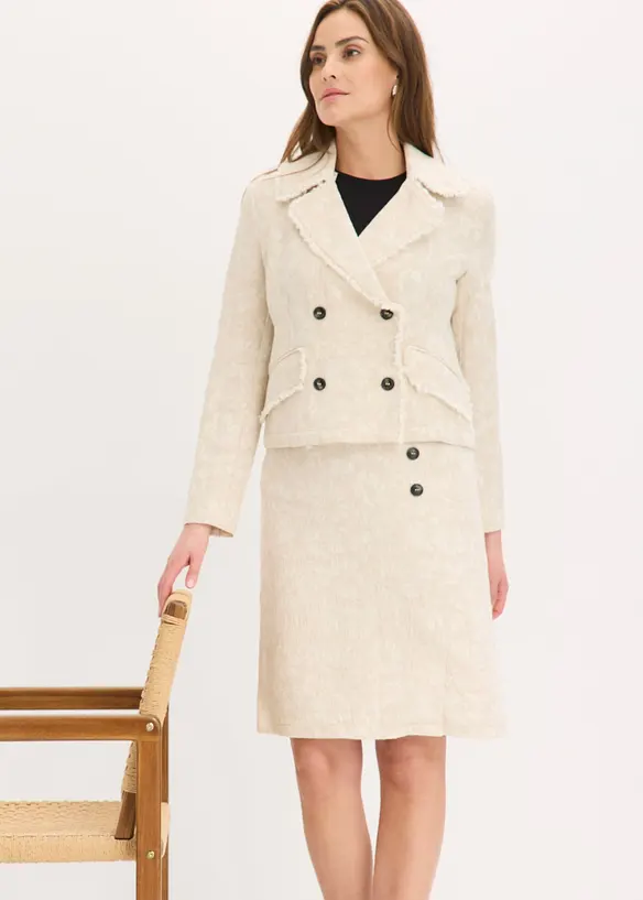 Gonna in misto lino e jacquard di cotone, bonprix