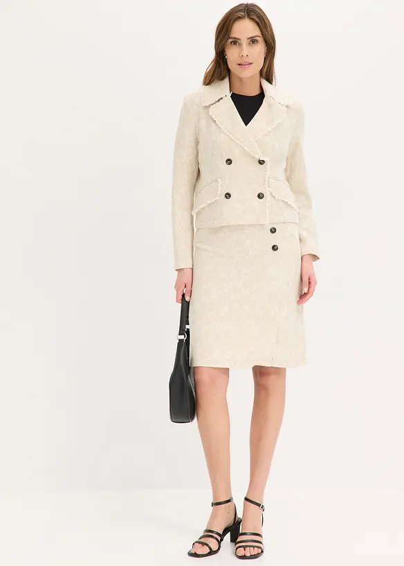 Gonna in misto lino e jacquard di cotone, bonprix