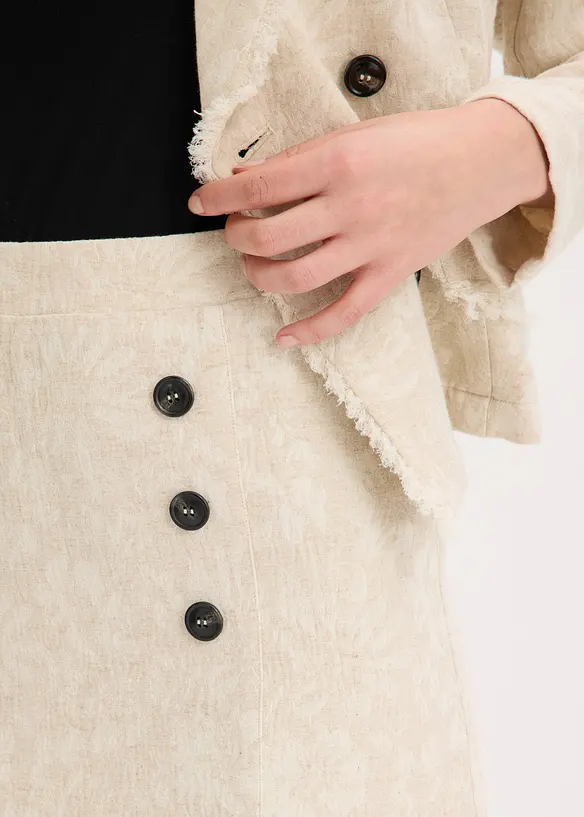 Gonna in misto lino e jacquard di cotone, bonprix