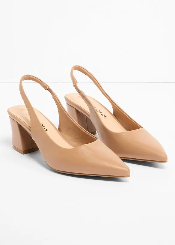 D&eacute;collet&eacute; slingback con tacco a blocco, bonprix