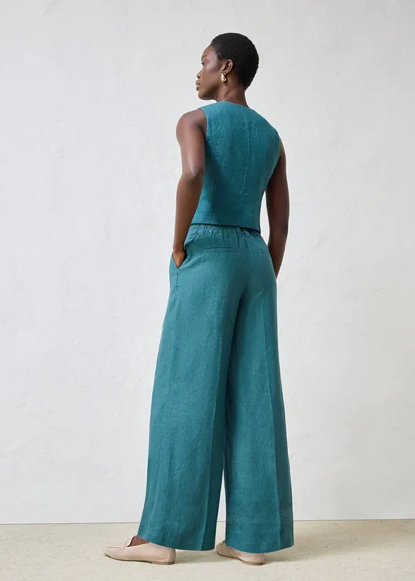 Pantaloni con pinces in puro lino, bonprix