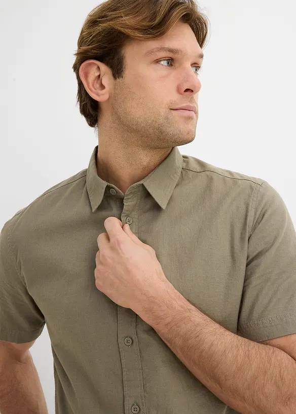 Camicia a maniche corte in fresco misto lino, bonprix