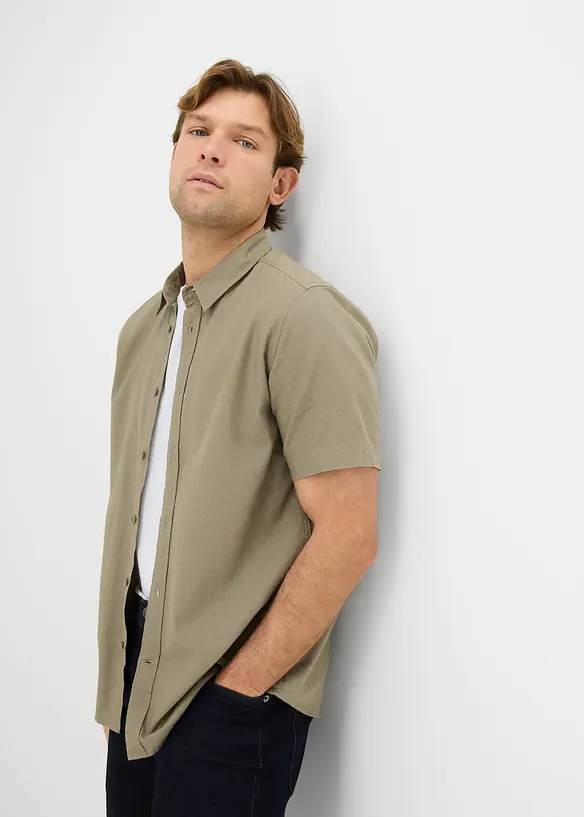 Camicia a maniche corte in fresco misto lino, bonprix