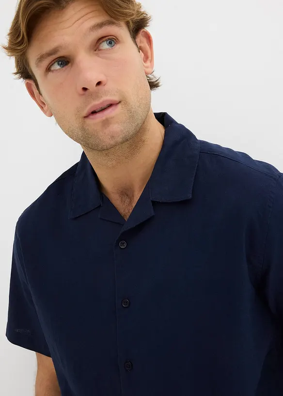 Camicia a maniche corte in misto lino leggero, loose fit, bonprix