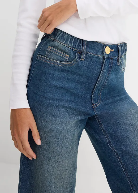 Jeans cropped wide leg, vita alta, bonprix