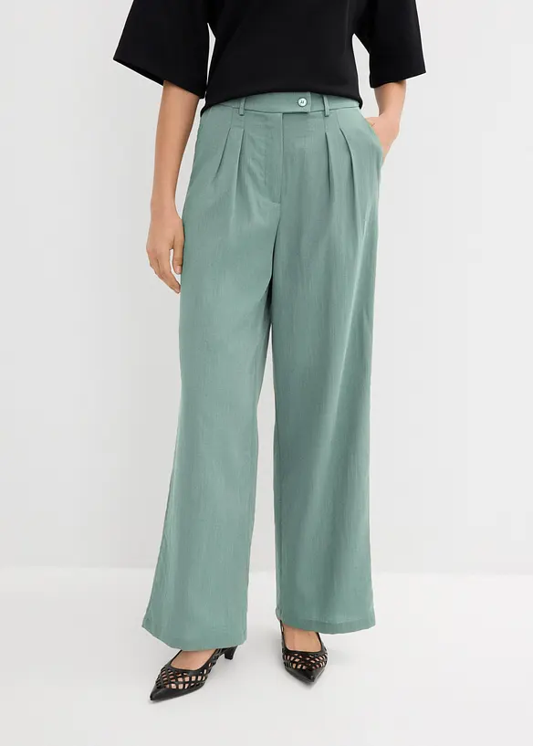 Pantaloni in misto viscosa con bottone decorativo, bonprix
