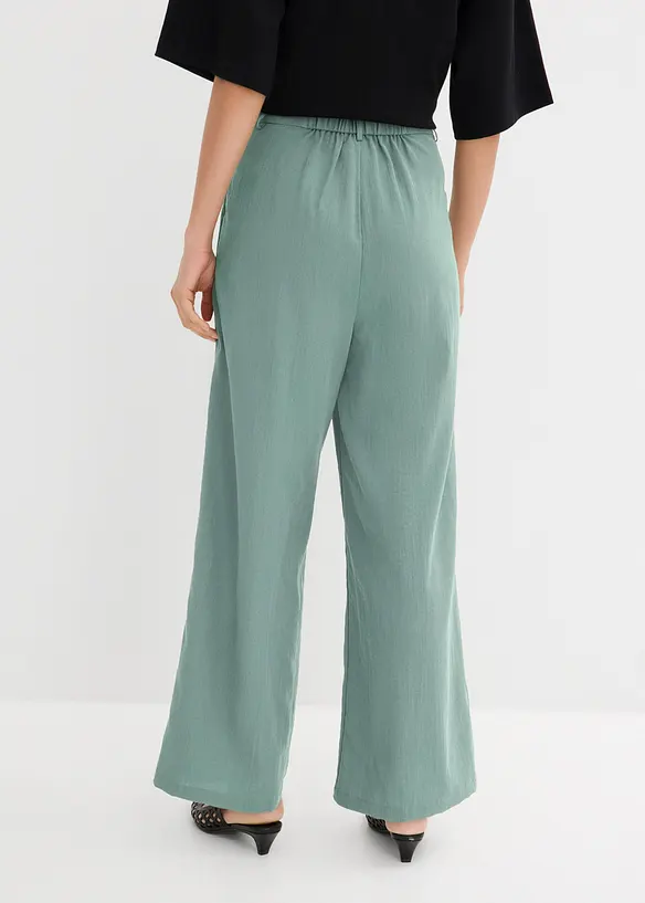 Pantaloni in misto viscosa con bottone decorativo, bonprix