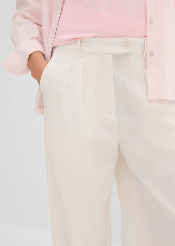 Pantaloni in misto viscosa con bottone decorativo, bonprix