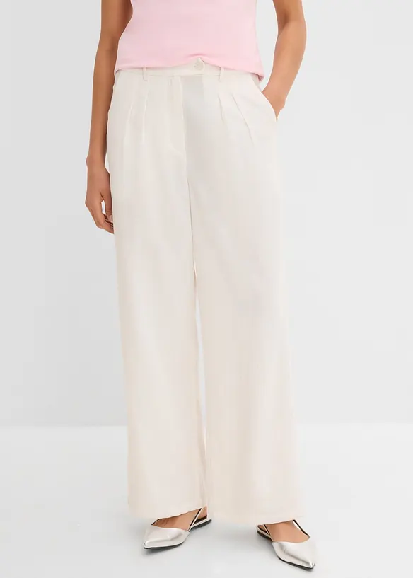 Pantaloni in misto viscosa con bottone decorativo, bonprix