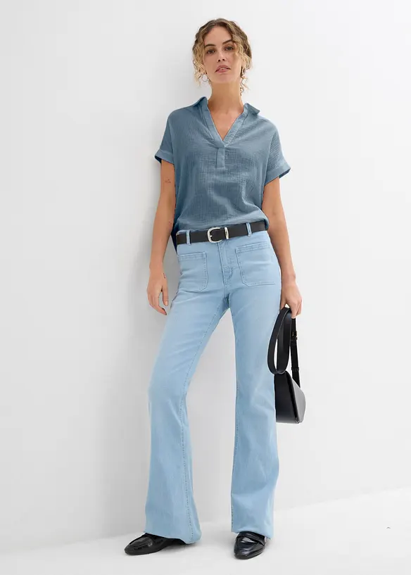 Blusa a maniche corte in mussola leggera, bonprix