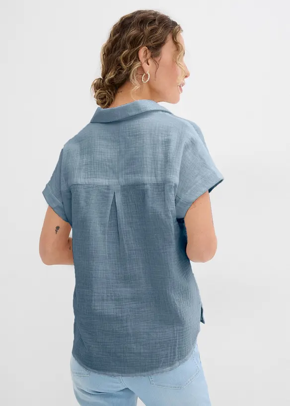 Blusa a maniche corte in mussola leggera, bonprix