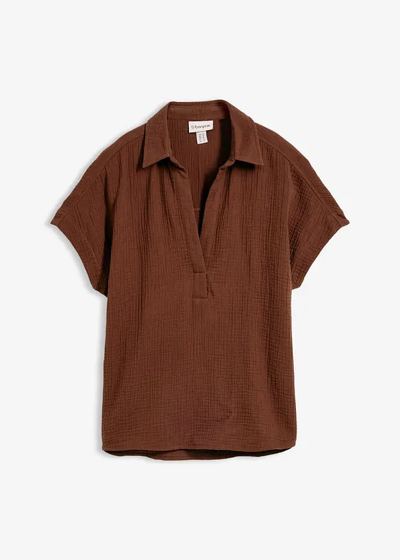 Blusa a maniche corte in mussola leggera, bonprix