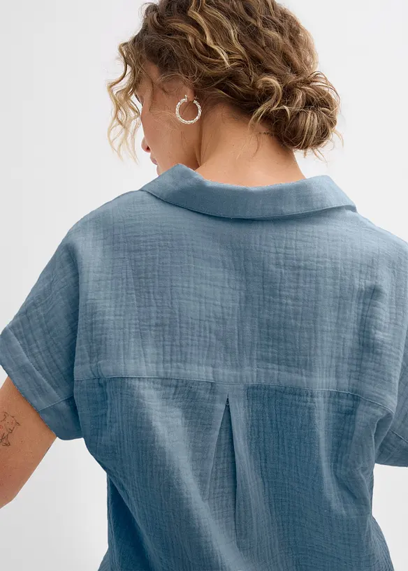 Blusa a maniche corte in mussola leggera, bonprix