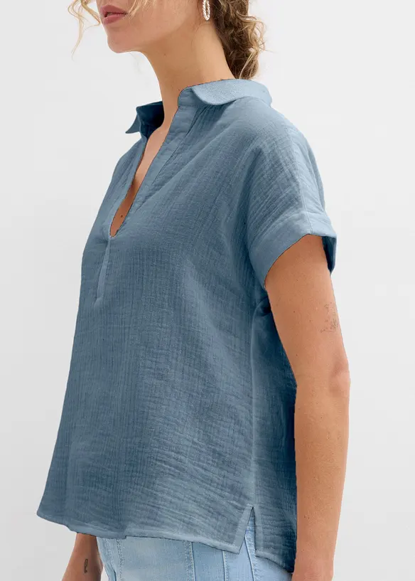 Blusa a maniche corte in mussola leggera, bonprix