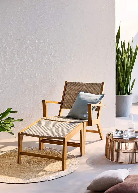 Sedia e poggiapiedi da giardino (set 2 pezzi), bonprix