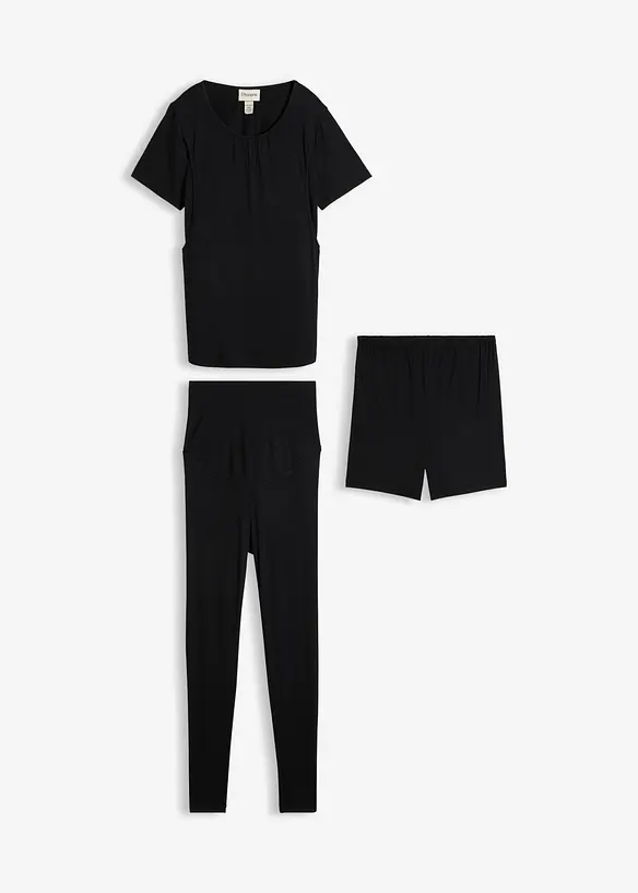 Maglia pr&eacute;maman / da allattamento, leggings e shorts (set 3 pezzi), bonprix