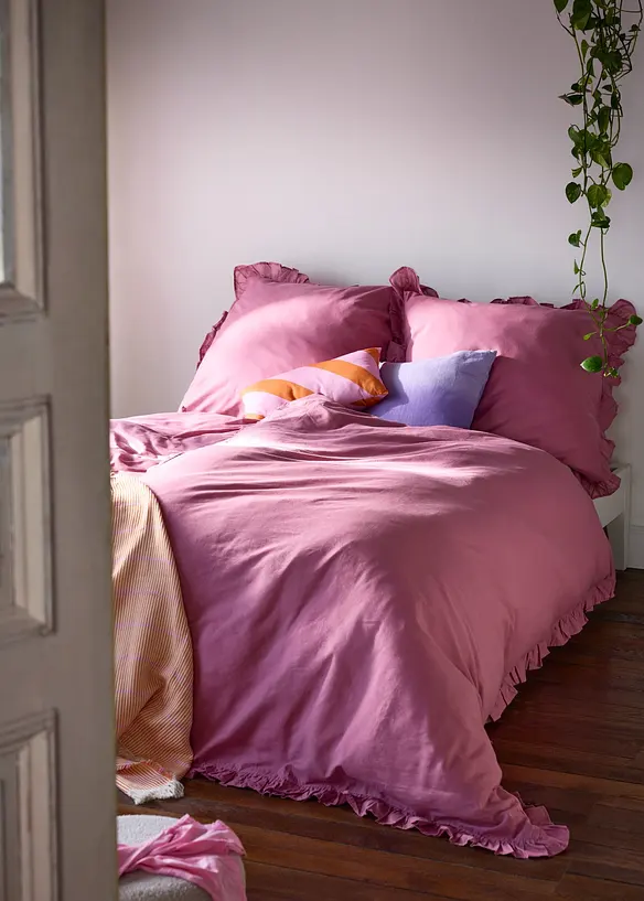 Biancheria da letto in linone con ruches, bonprix