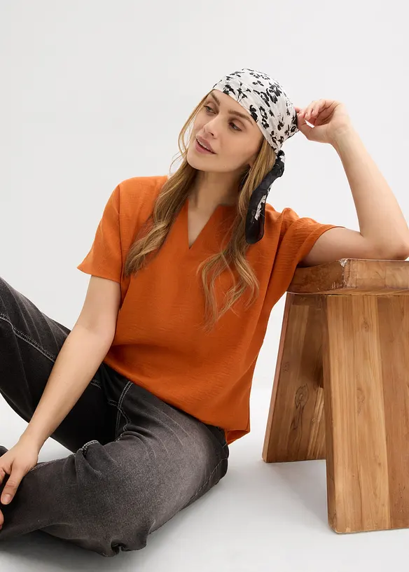 Blusa oversize con fondo elastico, bonprix