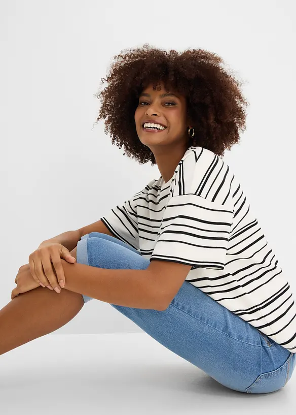 Jeans cropped straight, vita media, bonprix