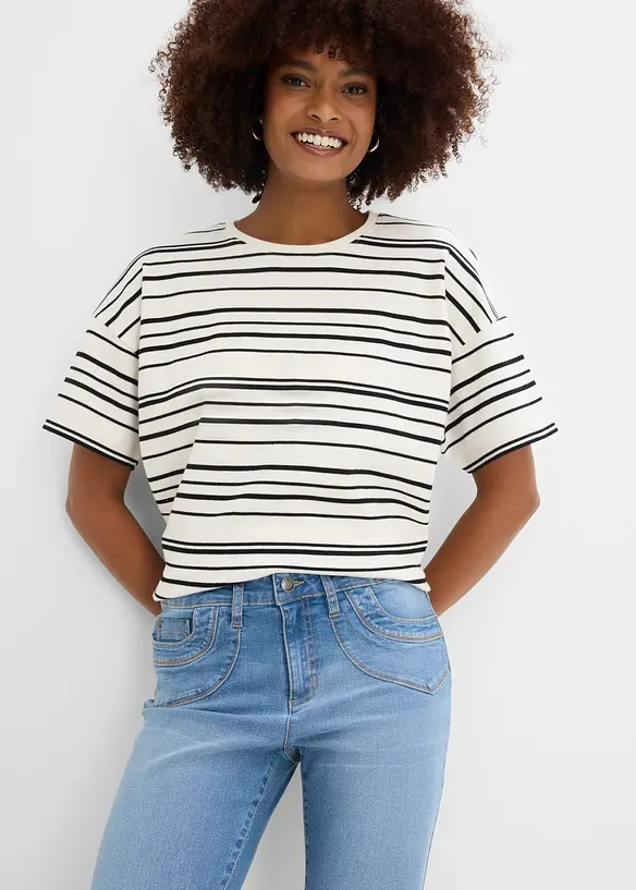 Jeans cropped straight, vita media, bonprix