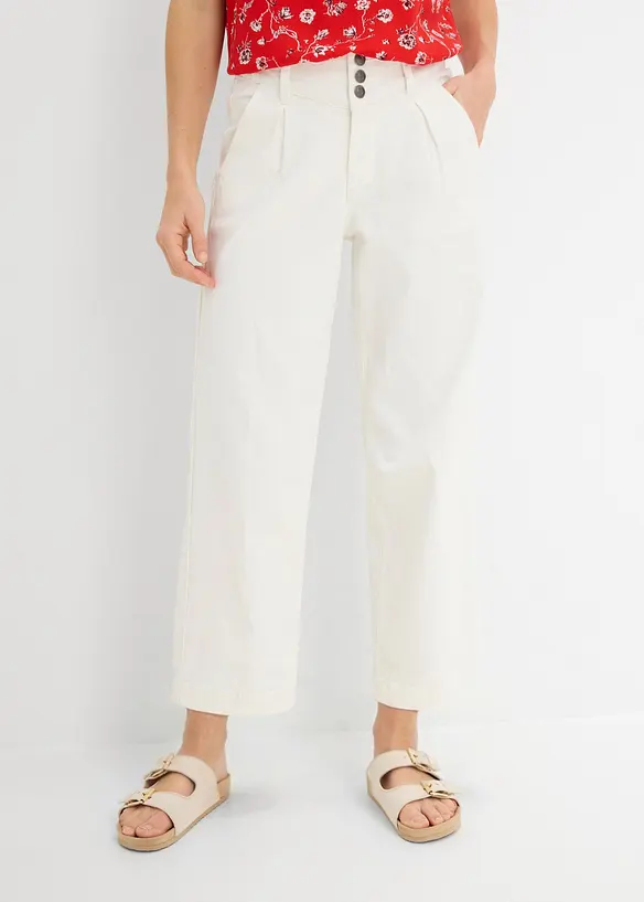 Jeans wide leg cropped con girovita comodo, vita alta, bonprix