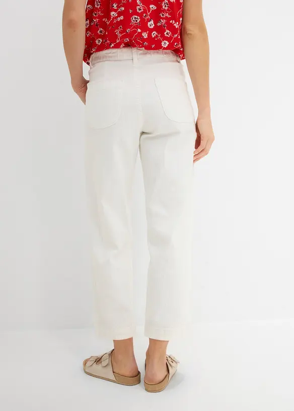 Jeans wide leg cropped con girovita comodo, vita alta, bonprix