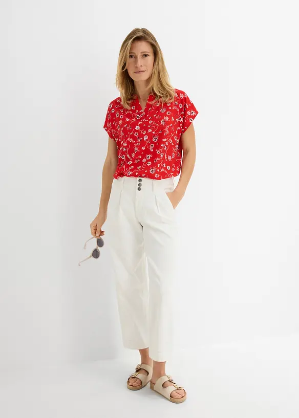 Jeans wide leg cropped con girovita comodo, vita alta, bonprix