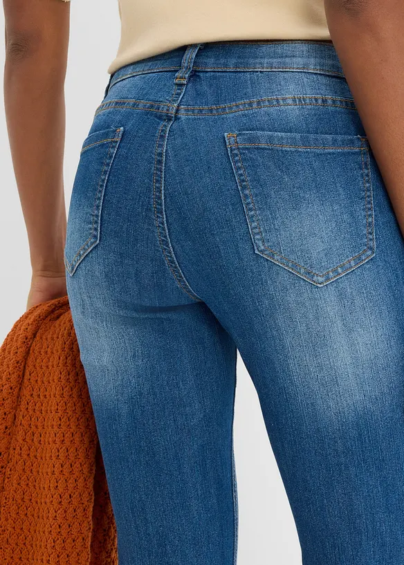 Jeans capri slim, vita media, bonprix