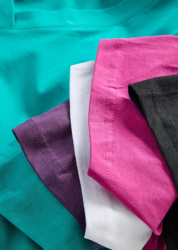 Maglia lunga e larga con scollo a V e maniche corte (pacco da 5), bonprix