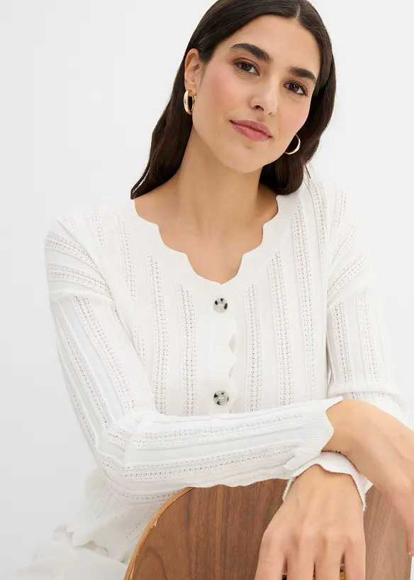 Cardigan cropped traforato, bonprix