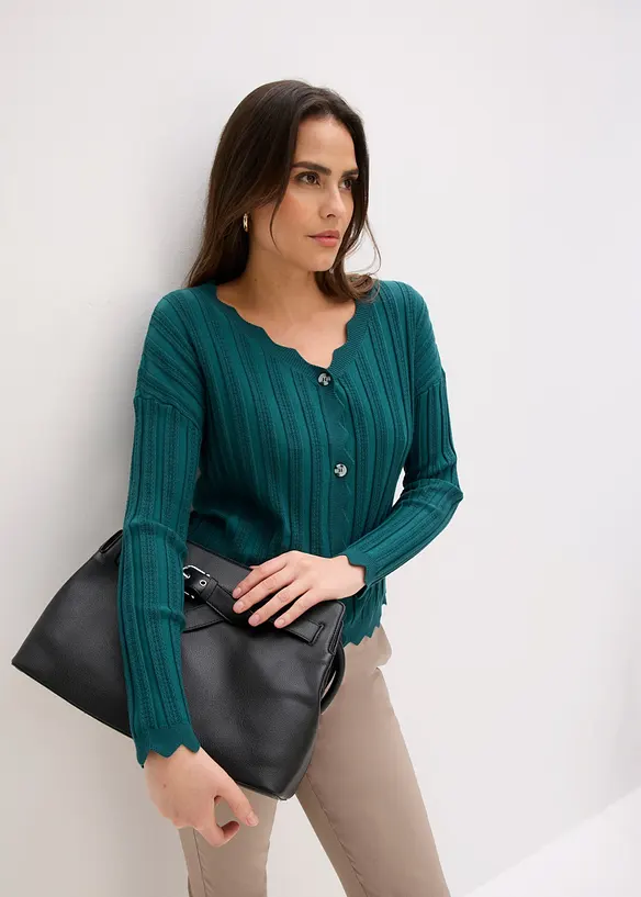 Cardigan cropped traforato, bonprix