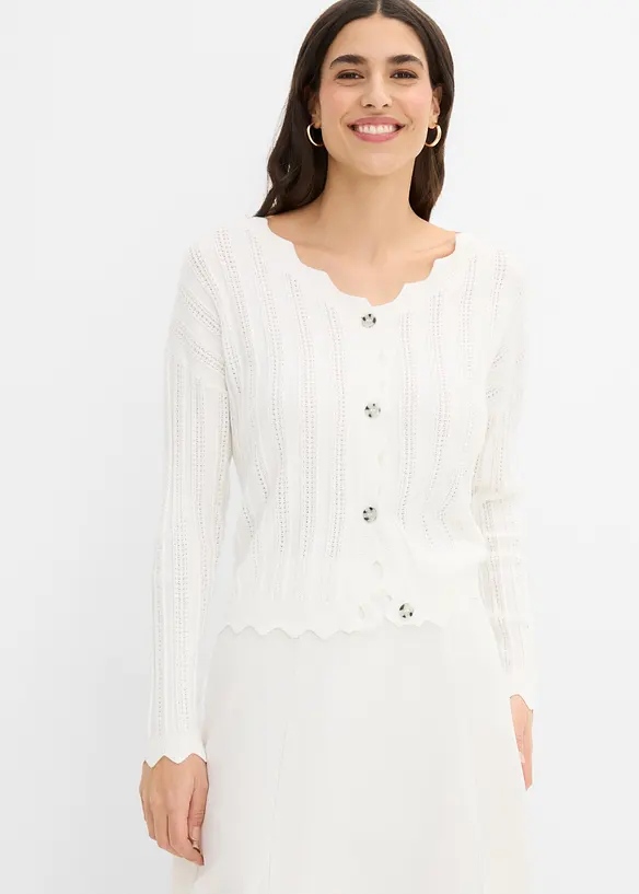 Cardigan cropped traforato, bonprix