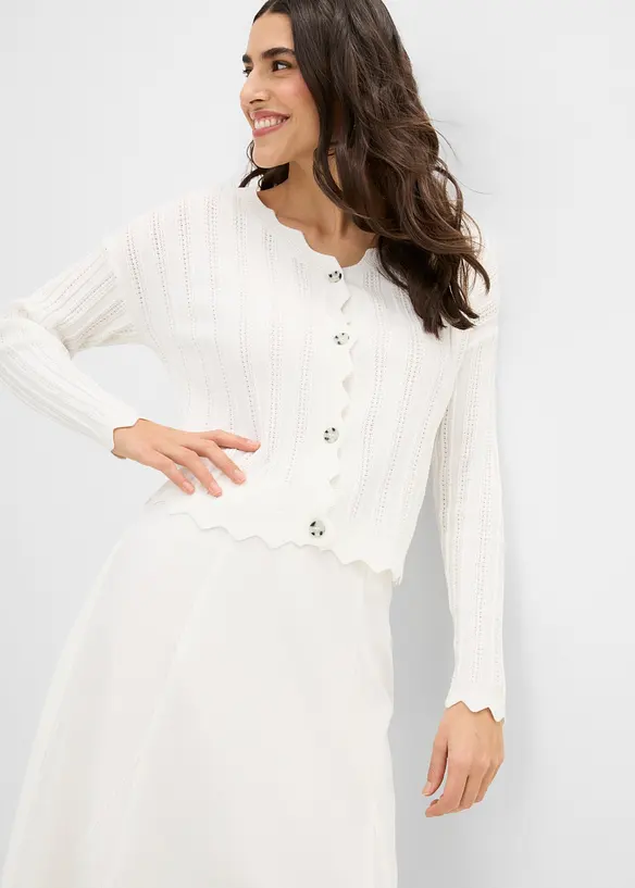 Cardigan cropped traforato, bonprix