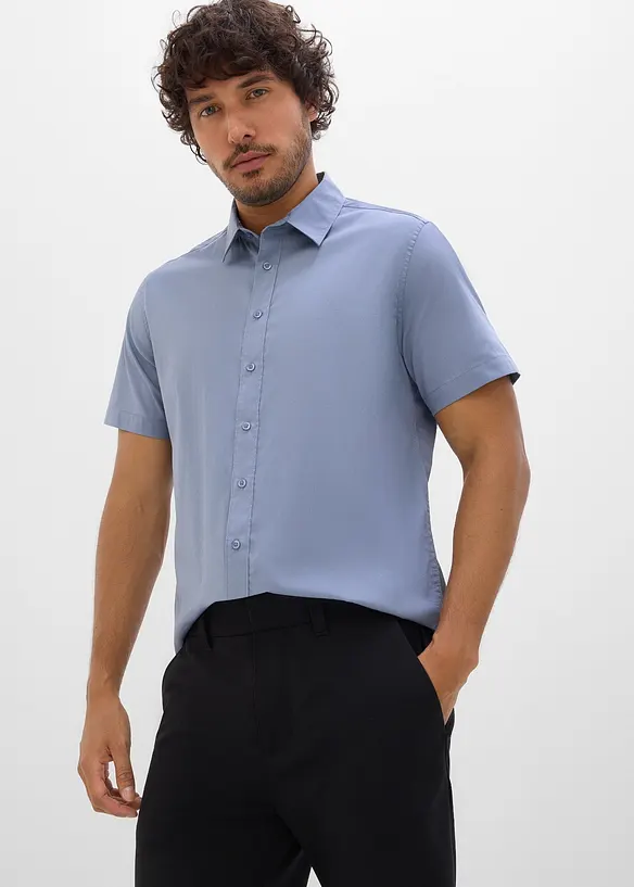 Camicia a maniche corte elasticizzata, slim fit, bonprix